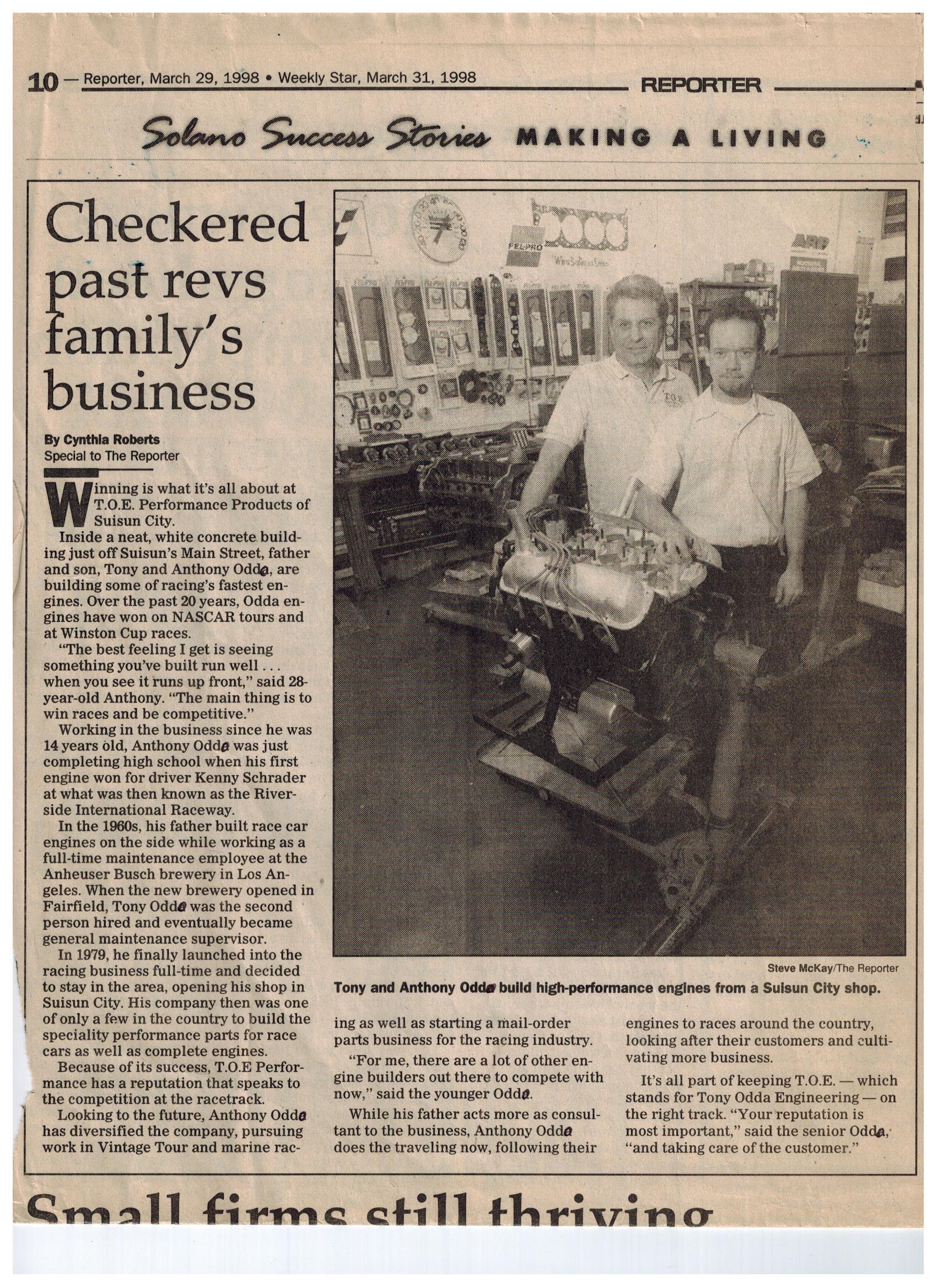 Checkered Past Revs Family Business TOE Performance Checkered Past Revs Family Business TOE Performance